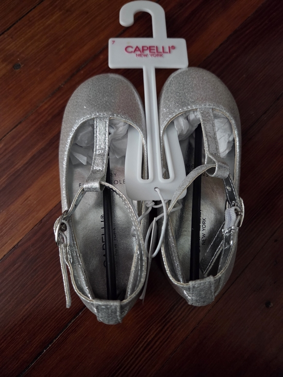 Capelli of New York Other - Capelli of New York Girls' Silver Glitter T-Strap Dress Shoes